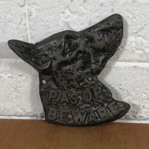 Vintage Cast Aluminium 'Beware of the Dog' Sign