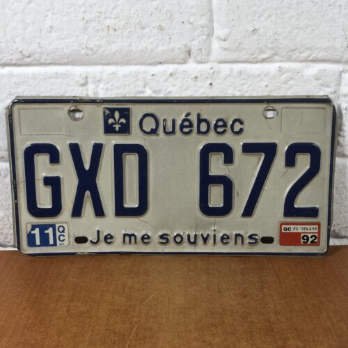 Vintage Quebec Canadian Number Plate