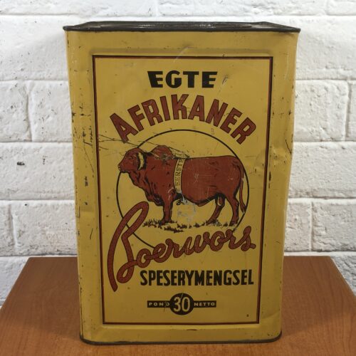 Large Vintage 'Egte Afrikander Boerewors Speserymengsel' Tin