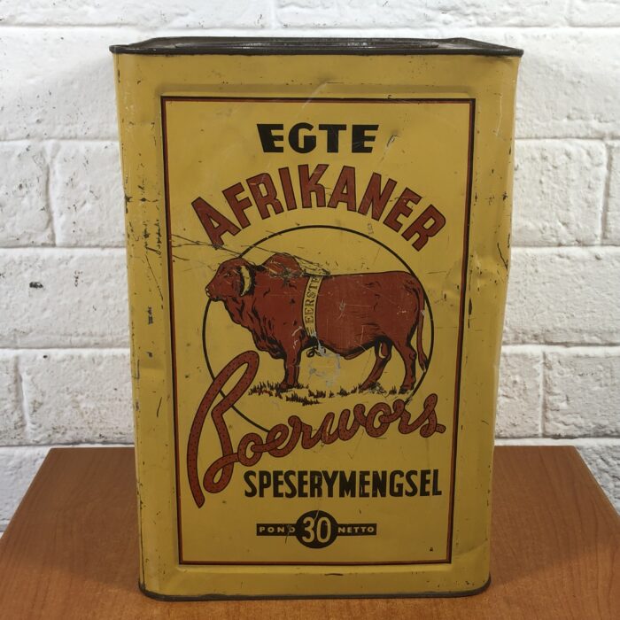 Large Vintage 'Egte Afrikander Boerewors Speserymengsel' Tin