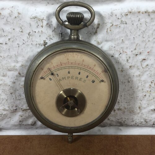 Vintage Pocket Watch-Style Voltmeter & Ammeter