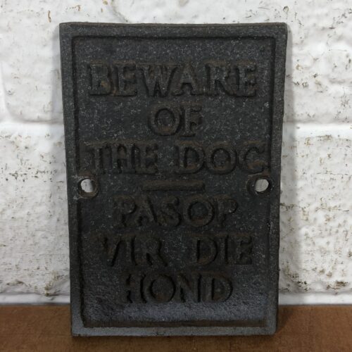Vintage Cast Aluminium 'Beware of the Dog' Sign