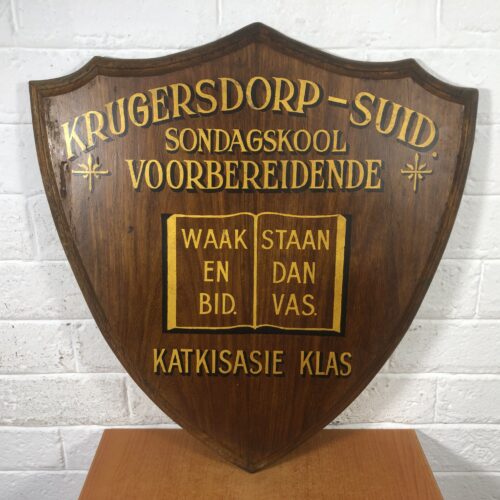 Vintage 'Krugersdorp-Suid Sondagskool' Wooden Sign