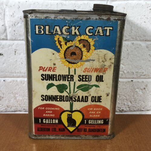 Vintage Black Cat Sunflower Seed Oil Tin (1 Gallon)