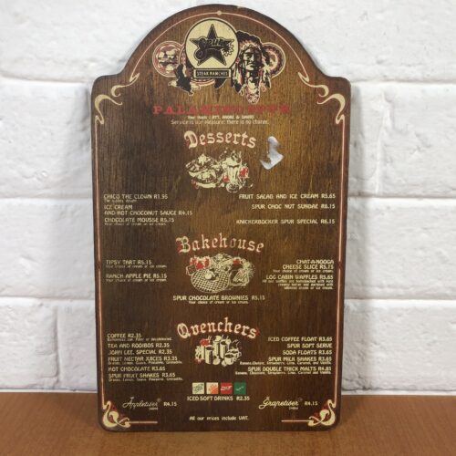 Vintage Spur Menu