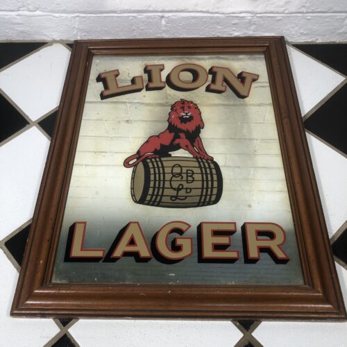 Large Vintage Lion Lager Pub Mirror