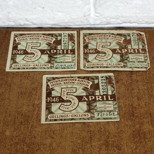 Vintage 1946 Five Gallon Petrol Coupons