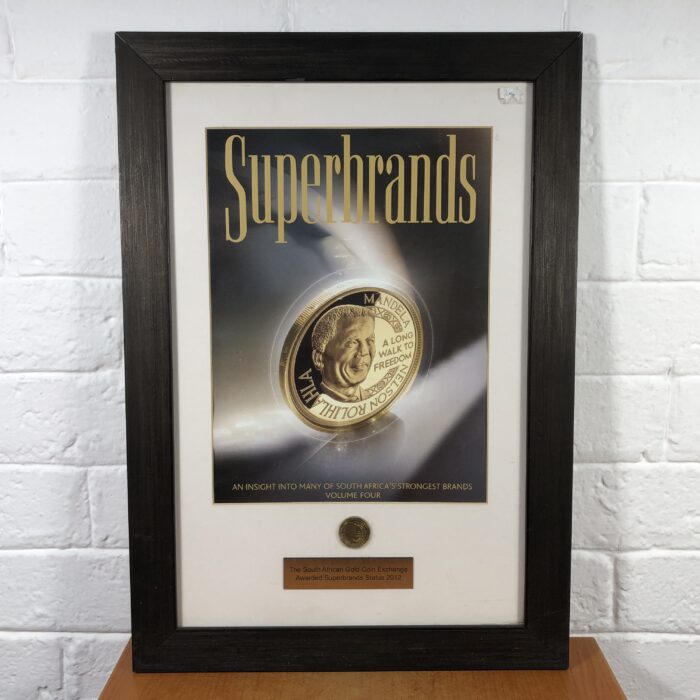 Framed Commemorative Medallion "The South African Gold Coin Exchange Awarded Superbrands Status 2012"