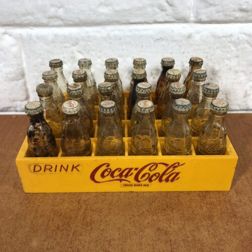 Miniature Coca Cola Glass Bottles in Tray