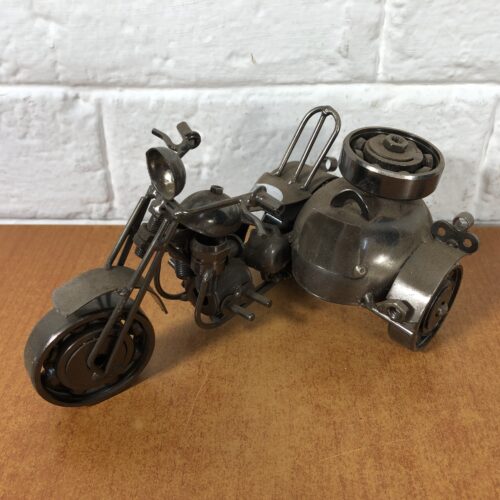 Handcrafted Scrap Metal Motorcycle Sculpture
