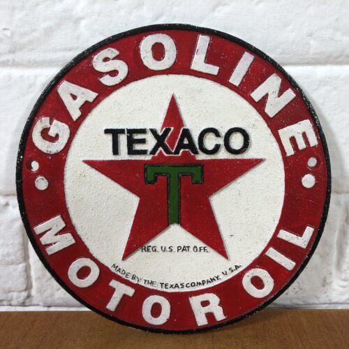 Vintage Cast Iron Texaco Gasoline Motor Oil Sign