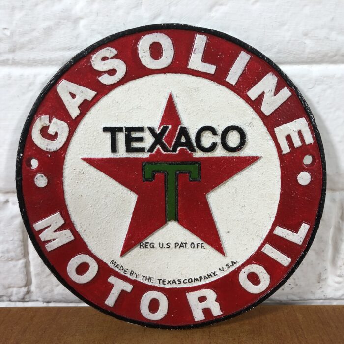 Vintage Cast Iron Texaco Gasoline Motor Oil Sign