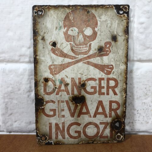Vintage Enamel Danger Sign